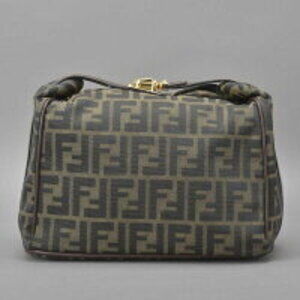 Fendi Green brown non bag bg vanity leather Khaki jacquard handbag Zucca